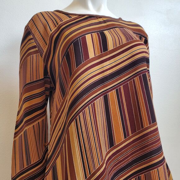 Vintage 80s Mario Borsato Brown Striped Blouse - Picture 4 of 8